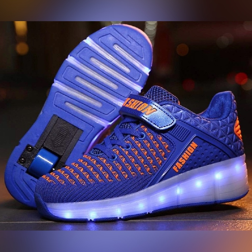 SDSPEED 7 Colors LED Kids Roller Skate Shoes with Single Wheel Shoes SZ 34/ 2,5
